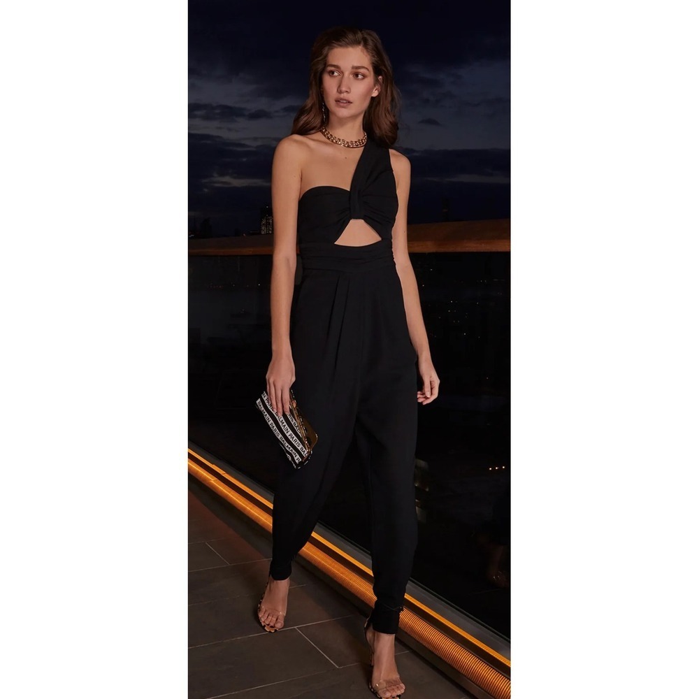 A.L.C. Athena Jumpsuit Black One‎ Shoulder Cutout Sz 10